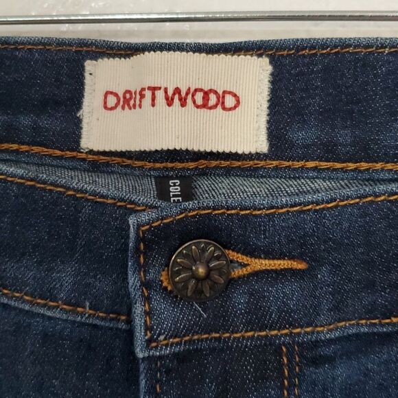 DRIFTWOOD Blue Cropped Jeans with Embroidered Hem Size 31 - Picture 4 of 10